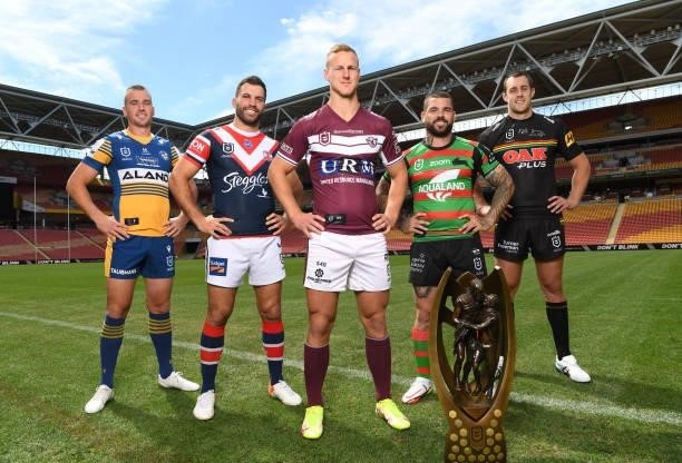 Captains of Sydney based teams Clint Gutherson of the Parramatta Eels, James Tedesco of the Sydney Roosters, Daly Cherry-Evans of the Manly-Warringah...