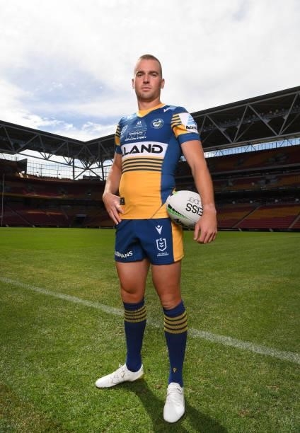 Parramatta Eels captain Clint Gutherson poses for photos during the 2021 NRL Finals series launch at Suncorp Stadium on September 06, 2021 in...