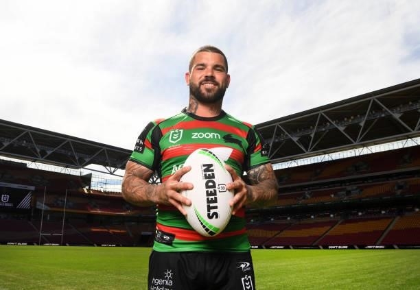 South Sydney Rabbitohs captain Adam Reynolds poses for photos during the 2021 NRL Finals series launch at Suncorp Stadium on September 06, 2021 in...