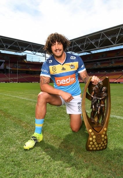 Gold Coast Titans captain Kevin Proctor poses for photos during the 2021 NRL Finals series launch at Suncorp Stadium on September 06, 2021 in...