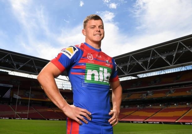 Newcastle Knights captain Jayden Brailey poses for photos during the 2021 NRL Finals series launch at Suncorp Stadium on September 06, 2021 in...