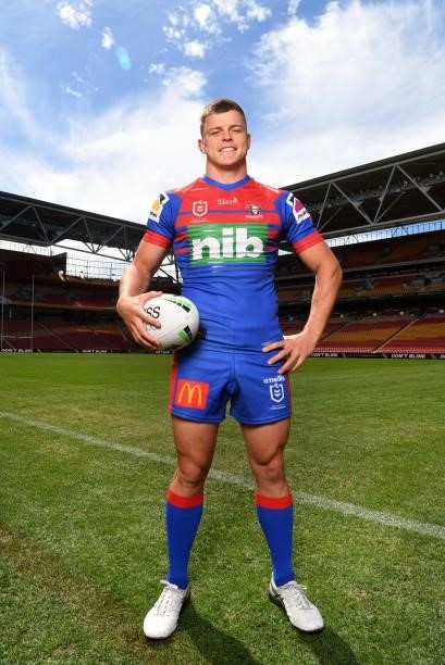 Newcastle Knights captain Jayden Brailey poses for photos during the 2021 NRL Finals series launch at Suncorp Stadium on September 06, 2021 in...
