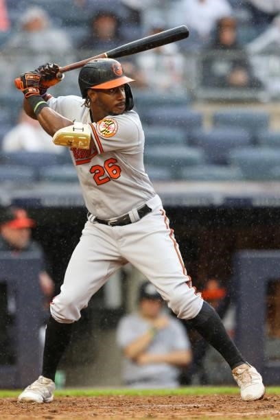 Jorge Mateo of the Baltimore Orioles in action against the New York Yankees during a game at Yankee Stadium on September 5, 2021 in New York City.