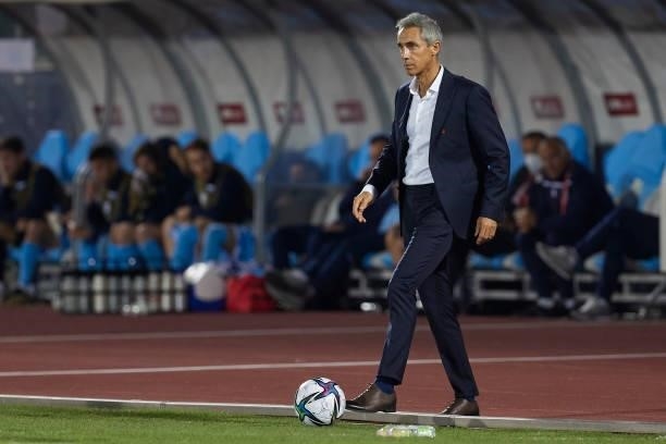 Paulo Sousa, Manager of Poland controls the ball during the 2022 FIFA World Cup Qualifier match between San Marino and Poland at San Marino Stadium...
