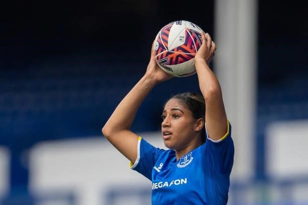 Gabby George of Everton Women during the Barclays FA Women's Super League match between Everton Women and Manchester City Women at Goodison Park on...