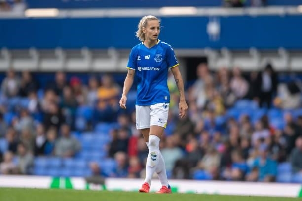 Nathalie Bjorn of Everton Women during the Barclays FA Women's Super League match between Everton Women and Manchester City Women at Goodison Park on...