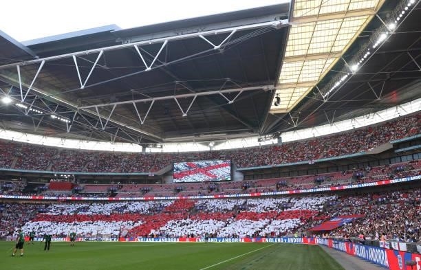 General view inside the stadium prior to the 2022 FIFA World Cup Qualifier match between England and Andorra at Wembley Stadium on September 05, 2021...