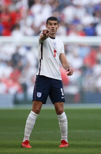 Conor Coady of England reacts during the 2022 FIFA World Cup Qualifier match between England and Andorra at Wembley Stadium on September 05, 2021 in...