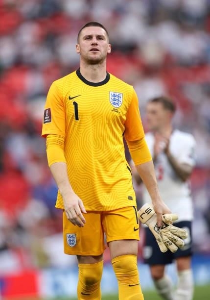 Sam Johnstone of England looks on during the 2022 FIFA World Cup Qualifier match between England and Andorra at Wembley Stadium on September 05, 2021...