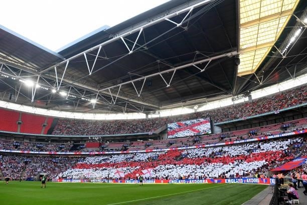 General view inside the stadium prior to the 2022 FIFA World Cup Qualifier match between England and Andorra at Wembley Stadium on September 05, 2021...