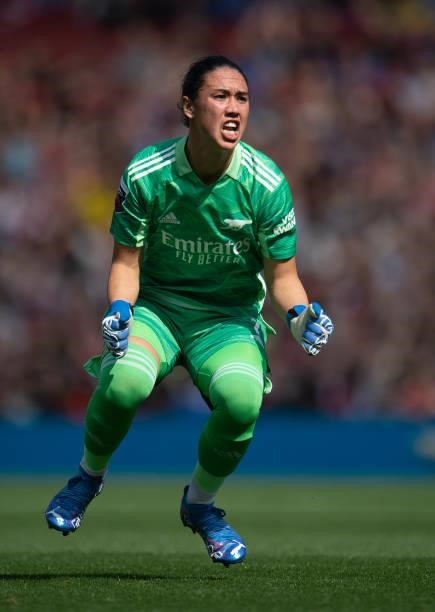 Manuela Zinsberger of Arsenal during the Barclays FA Women's Super League match between Arsenal Women and Chelsea Women at Emirates Stadium on...