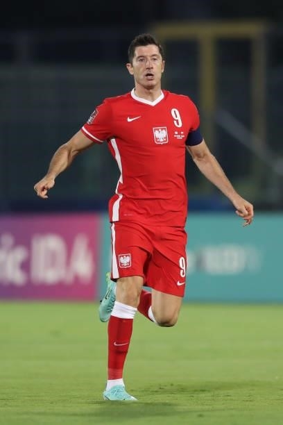 Robert Lewandowski of Poland during the 2022 FIFA World Cup Qualifier match between San Marino and Poland at San Marino Stadium on September 05, 2021...