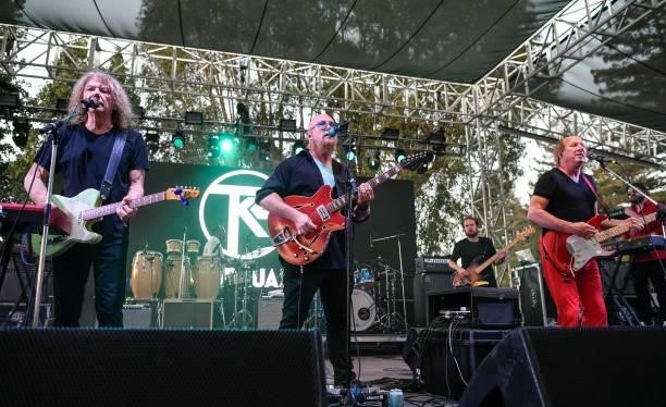 Jerry Harrison, Dave Brandwein and Adrian Below of Turkuaz performs on Day 3 of the 2021 BottleRock Napa Valley Music Festival at Napa Valley Expo on...