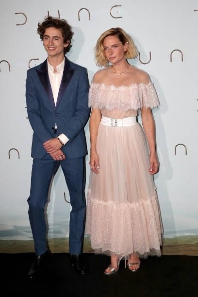 Actors Timothée Chalamet and Rebecca Ferguson attend the "Dune