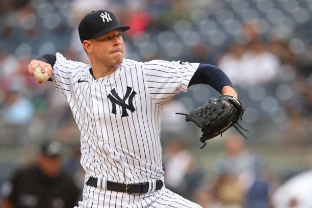 Corey Kluber of the New York Yankees in action against the Baltimore Orioles during a game at Yankee Stadium on September 5, 2021 in New York City.