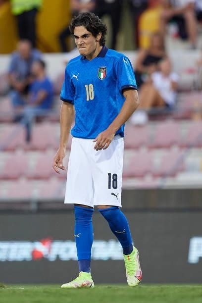 Matteo Cancellieri of Italy looks on during the UEFA European Under-21 Championship Qualifier between Italy U21 and Montenegro U21 at Stadio Romeo...