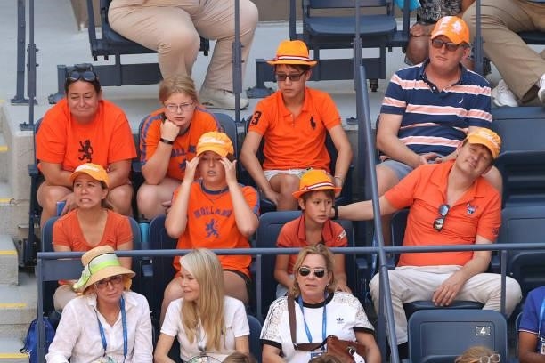 Holland fans reacts on Botic van de Zandschulp of Netherlands during his Men’s Singles quarterfinals match loss against Daniil Medvedev of Russia on...