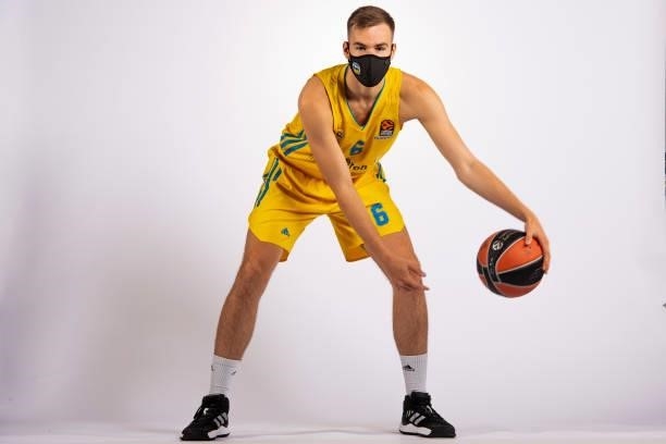Malte Delow, #6 poses during the 2021/2022 Turkish Airlines EuroLeague Media Day of Alba Berlin at Mercedes Benz Arena on September 06, 2021 in...