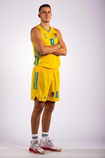 Tim Schneider, #10 poses during the 2021/2022 Turkish Airlines EuroLeague Media Day of Alba Berlin at Mercedes Benz Arena on September 06, 2021 in...