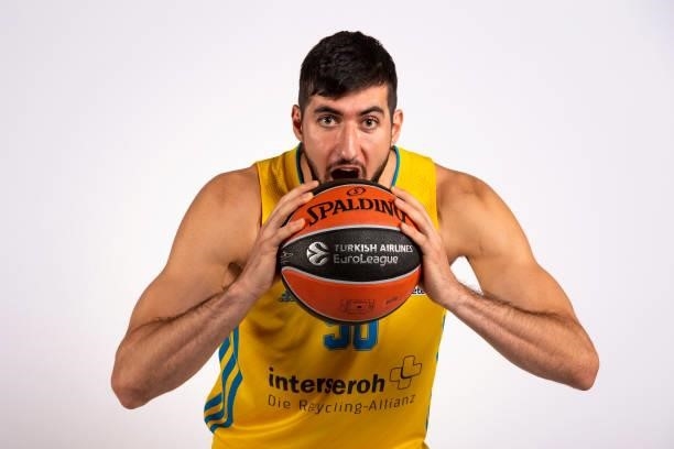 Yovel Zoosman, #50 poses during the 2021/2022 Turkish Airlines EuroLeague Media Day of Alba Berlin at Mercedes Benz Arena on September 06, 2021 in...
