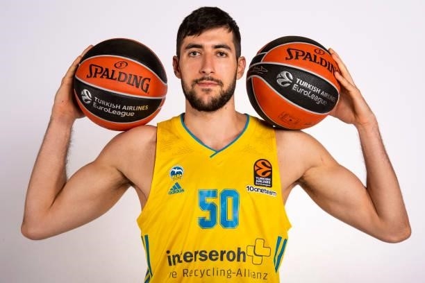 Yovel Zoosman, #50 poses during the 2021/2022 Turkish Airlines EuroLeague Media Day of Alba Berlin at Mercedes Benz Arena on September 06, 2021 in...