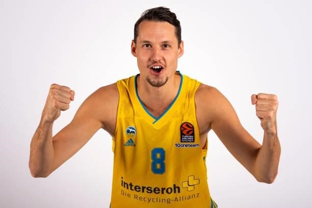 Marcus Eriksson, #8 poses during the 2021/2022 Turkish Airlines EuroLeague Media Day of Alba Berlin at Mercedes Benz Arena on September 06, 2021 in...
