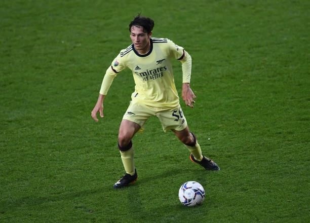 Joel Lopez of Arsenal during the Football League Trophy group N match between Swindon Towna and Arsenal U21 at County Ground on September 07, 2021 in...