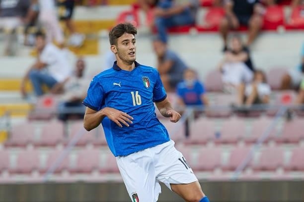 Lorenzo Lucca of Italy looks on during the UEFA European Under-21 Championship Qualifier between Italy U21 and Montenegro U21 at Stadio Romeo Menti...