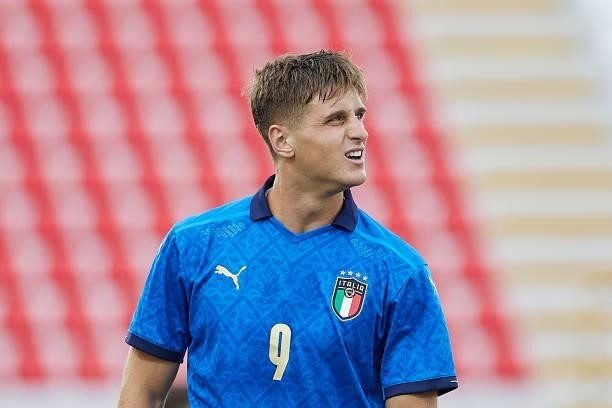 Lorenzo Colombo of Italy looks on during the UEFA European Under-21 Championship Qualifier between Italy U21 and Montenegro U21 at Stadio Romeo Menti...