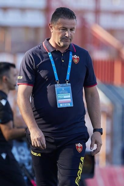 Miodrag Vukotic, Manager of Montenegro looks dejected during the UEFA European Under-21 Championship Qualifier between Italy U21 and Montenegro U21...