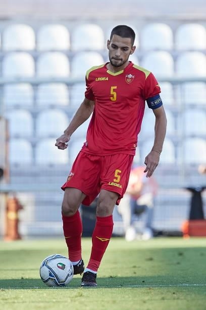Stefan Milic of Montenegro in action during the UEFA European Under-21 Championship Qualifier between Italy U21 and Montenegro U21 at Stadio Romeo...