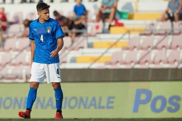 Samuele Ricci of Italy looks on during the UEFA European Under-21 Championship Qualifier between Italy U21 and Montenegro U21 at Stadio Romeo Menti...
