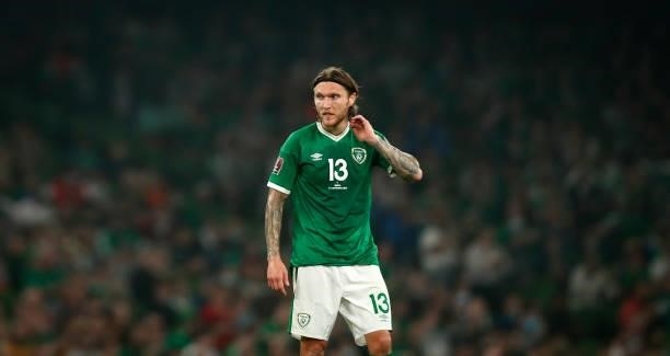 Jeff Hendrick of the Republic of Ireland in action during the 2022 FIFA World Cup Qualifier match between Republic of Ireland and Serbia at Aviva...