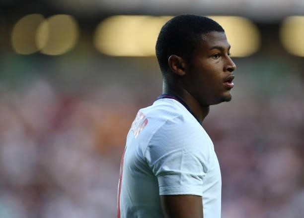 Rhian Brewster of England looks on during the UEFA Under 21 Qualifier between England and Kosovo at Stadium MK on September 07, 2021 in Milton...