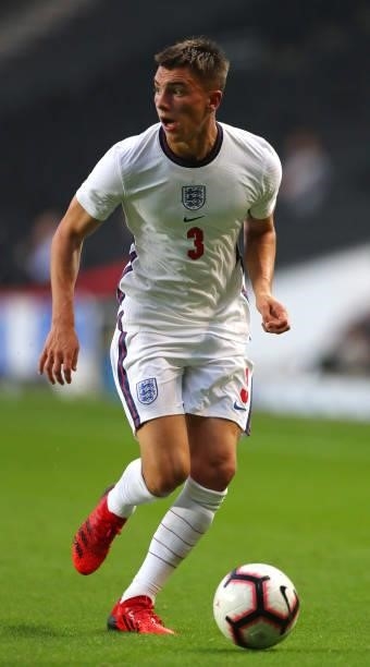 Luke Thomas of England controls the ball during the UEFA Under 21 Qualifier between England and Kosovo at Stadium MK on September 07, 2021 in Milton...