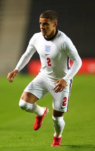 Max Arrons of England in action during the UEFA Under 21 Qualifier between England and Kosovo at Stadium MK on September 07, 2021 in Milton Keynes,...