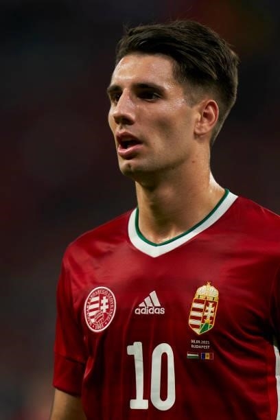 Tamas Cseri of Hungary looks on during the 2022 FIFA World Cup Qualifier match between Hungary and Andorra at Puskas Arena on September 08, 2021 in...