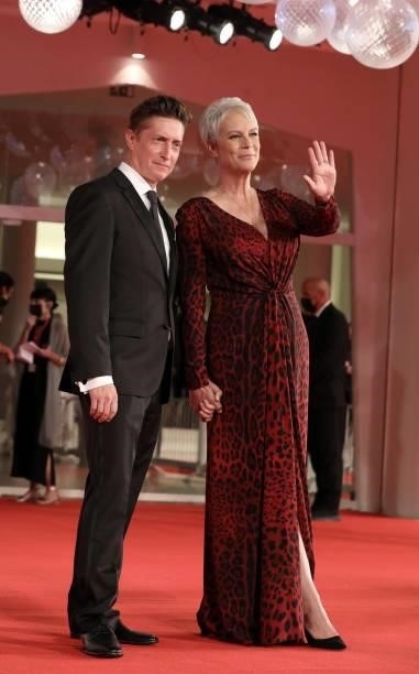 Director David Gordon Green and Jamie Lee Curtis attend the red carpet of the movie "Halloween Kills