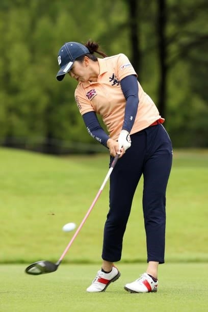 Kotone Hori of Japan hits her tee shot on the 7th hole during the first round of the JLPGA Championship Konica Minolta Cup at Shizu Hills Country...