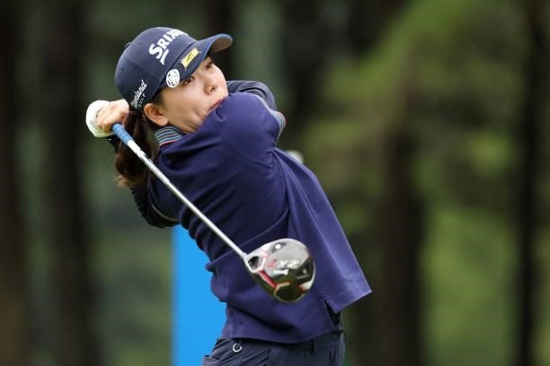 Minami Katsu of Japan hits her tee shot on the 7th hole during the first round of the JLPGA Championship Konica Minolta Cup at Shizu Hills Country...