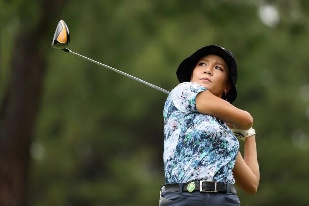 Eri Joma of Japan hits her tee shot on the 7th hole during the first round of the JLPGA Championship Konica Minolta Cup at Shizu Hills Country Club...