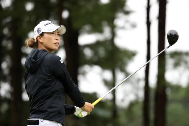 Megumi Kido of Japan hits her tee shot on the 7th hole during the first round of the JLPGA Championship Konica Minolta Cup at Shizu Hills Country...
