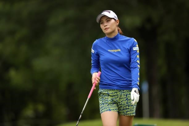 Hina Arakaki of Japan is seen before her tee shot on the 6th hole during the first round of the JLPGA Championship Konica Minolta Cup at Shizu Hills...