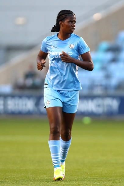 Khadija Shaw of Manchester City in action during the UEFA Women's Champions League match between Manchester City v Real Madrid at The Academy Stadium...