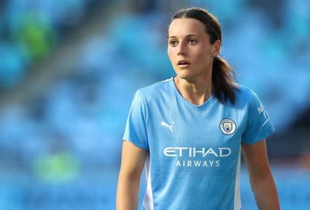 Vicky Losada of Manchester City in action during the UEFA Women's Champions League match between Manchester City v Real Madrid at The Academy Stadium...