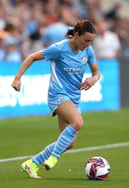 Vicky Losada of Manchester City controls the ball during the UEFA Women's Champions League match between Manchester City v Real Madrid at The Academy...