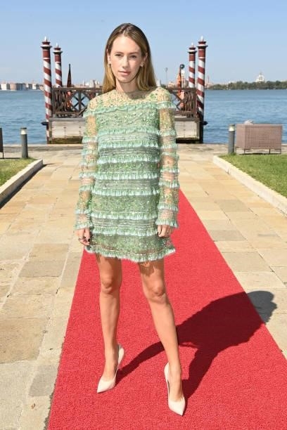Dylan Penn attends a luncheon hosted by amfAR during the 78th Venice International Film Festival on September 09, 2021 in Venice, Italy.