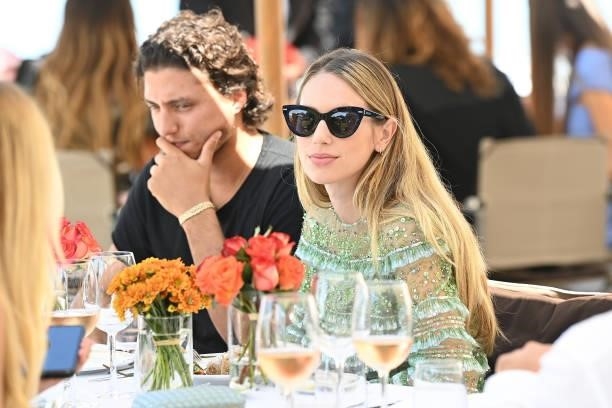 Jacob Epstein and Dylan Penn attend a luncheon hosted by amfAR during the 78th Venice International Film Festival on September 09, 2021 in Venice,...