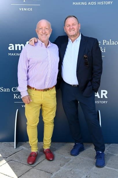 Donald Dye and Kevin Robert Frost attend a luncheon hosted by amfAR during the 78th Venice International Film Festival on September 09, 2021 in...