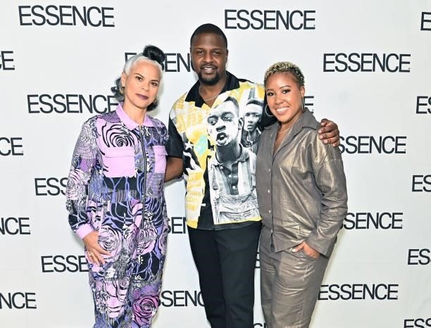 April Walker, Venny Etienne and D'Shonda Brown attend the ESSENCE Fashion House - Red Carpet on September 09, 2021 in New York City.